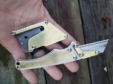 Custom Brass EDC Fixed Utility Blade SS Knife Sheath Belt Clip USA Made picture