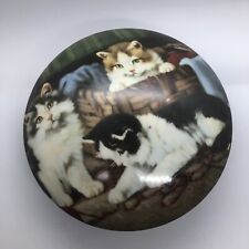cat Trinket dish MCLS French porcelain with lid 6” flawless kitty Candy dish picture
