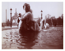 France, Paris, Place de la Concorde Fountain, Vintage Print, circa 1900 Print picture