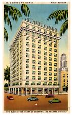 Miami Florida EL COMODORO HOTEL 1st St. Second Ave. Linen Postcard c.1940 picture