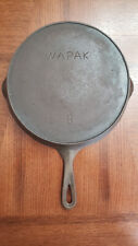 Antique Vintage Wapak # No 8 Cast Iron Skillet Pan Arch Logo Heat Ring USA picture