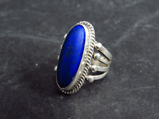 Vtg Roie Jaque 7G Sterling Silver Lapis Native American Navajo Ring Sz 5 picture