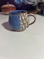 Artist Signed Hand Made Pottery Coffee Cup Brown Blue Grey Glaze Stoneware picture