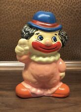 Vintage Clown w/ Peace Sign Ceramic Coin Bank 5.5” - Pink Outfit picture