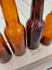 Gutsch Sheboygan Vintage Amber Glass 4 Beer Bottles Antique Bar Man Room  picture