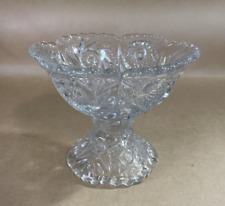 Vintage Imperial Glass Clear Pedestal Compote Hobster Pinwheel Sawtooth Edge picture
