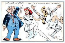 c1930's Nurse Scissor I Said Slip Off His Spectacles Comic Humor Postcard picture