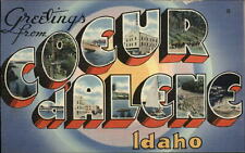 Coeur d'Alene Idaho ~ LARGE LETTER ~ unused linen postcard ~ sku239 picture