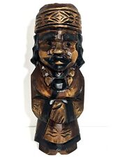 VTG Japanese Ainu Nipopo Hokkaido Japan Hand Carved Wooden Man Figurine Statue picture