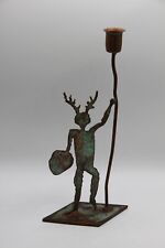 Robert Shields Shaman Man Antlers Folk Art Southwest Metal Candleholder Signed picture