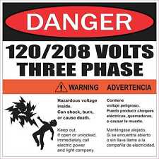 8in x 8in 120/208 Volts Three Phase Magnet Car Truck Vehicle Magnetic Sign picture
