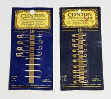 Vtg Clinton Brass Rustproof Guarded Rails Polished Points Pins on Blue Cards picture