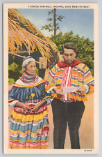 Florida Seminole Indians Good News Or Bad? Linen Postcard picture