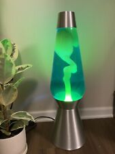 27 Inch Giant Grande Lava Lite Lamp Blue Lime Green Yellow Silver Base picture
