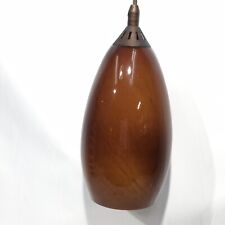 Vintage Amber Heavy Blown Glass Hanging Pendant Light Retro Mod Lamp 12