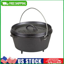 4 QT Pre-Seasoned Cast Iron Dutch Oven with Legs Outdoor Camping Cooking Pot picture