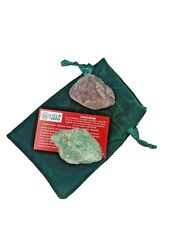 Tanzurine Set of Red and Green Rough Stone Large 50-70mm Velvet Bag Info Card picture