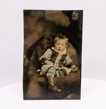 Ambrotype Photo 1/6 Plate Tin Type Hand Tinted Boy Hidden Person picture