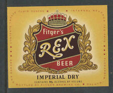 1970s FITGERS REX BEER IMPERIAL DRY BOTTLE LABEL DULUTH MINN - UNUSED picture