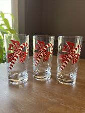 Set of 3 Vintage Holiday🎄Candy Cane Drinking Highball Juice Glasses Christmas picture