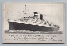1920s Clyde Line Shawnee Iroquois NY Quebec Miami Steamship Liner Ship Postcard picture