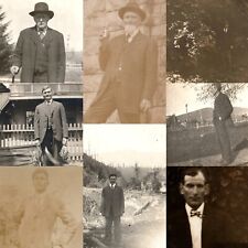 x8 LOT c1910s Men Pose Outdoors RPPC Gentleman Nature Real Photo Postcards A175 picture