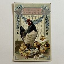Antique Embossed Tuck’s Postcard Beautiful Sweet Chicken & Chicks Happy Easter picture