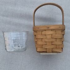 Longaberger Vintage 1992 Handwoven Maple Small Square Basket w/Stationary Handle picture