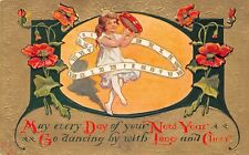 May Every Day Of Your New Year Go Dancing By With Love & Cheer c1910 Postcard picture