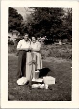 Fat Woman Skinny Man Couple Romantic Picnic Lovers 1930s Vintage Photograph picture