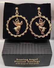 Avon Soaring Angel Dangle Post Pierced Hoop Earrings picture
