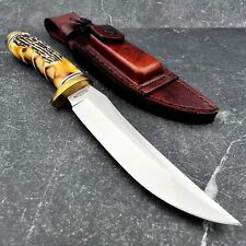 Schrade Uncle Henry Golden Spike Fixed Blade Hunting Knife with Leather Sheath picture