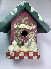 Decorative Christmas Birdhouse Primitive Farmhouse Folk Art Snowman picture