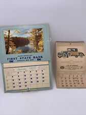 Vintage Lot (2) 1973/1978 Calendars Fold Out 1st Bank & Automemories of 1924 picture