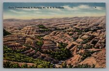 Postcard Cedar Canyon from U.S. Highway No. 10 North Dakota Badlands Linen picture
