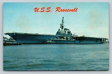U.S.S. Roosevelt Mighty Warship Aircraft Carrier Swanky Franky Rosie Vintage PC picture