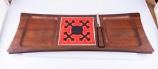 Mid Century Modern Hardwood Cheese Board Serving Tray W/ Cheese Knife Japan picture