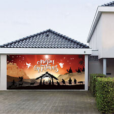 400*180cm Holy Christmas Garage Door Banner Nativity Scene Large Manger Backdrop picture