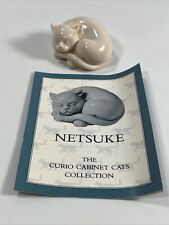 VTG Franklin Mint Netsuke Cat Curio Cabinet Collection White Miniature Figurine picture