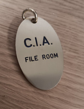 C.I.A. CIA File Room Keychain style like a Lowell Sigmund solid brass spy picture