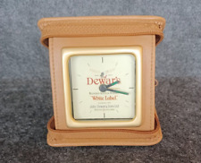 DEWAR'S TRAVEL CLOCK WITH ALARM VINTAGE TAN POUCH WITH ZIPPER WORKS TESTED picture
