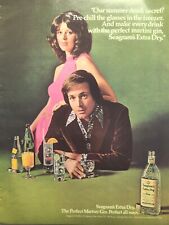 Seagram's Extra Dry Gin Bar Mancave Butterfly Collar 70's Vintage Print Ad 1972 picture