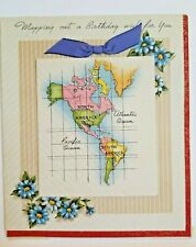 c.1940'S World War II MILITARY BIRTHDAY GREETING CARD MAP THEME  picture
