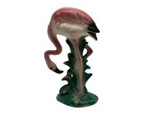 Mid-Century Art Deco Style Pink Flamingo Head Down Ceramic Figurine Vintage picture