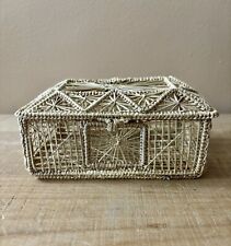 Vintage Wicker Woven Basket Trinket Box Boho Decor Folk Art picture