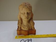 Hand Carved Bust of Southwest Person Warrior Wood 10