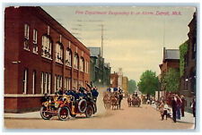 1914 Fire Department Responding to an Alarm Detroit Michigan MI Postcard picture