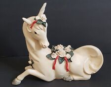 Rare & Vintage Silvestri Large Unicorn With Applied White Roses, Horse, Magical  picture