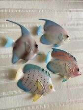 VTG Lot Of 4 TROPICAL FISH WALL DECOR PLASTIC PASTEL 6” Long Retro Style picture