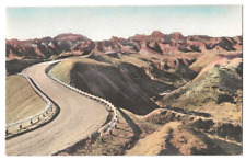 Badlands national Monument South Dakota c1930's Dillon Pass, Hand Colored pc picture